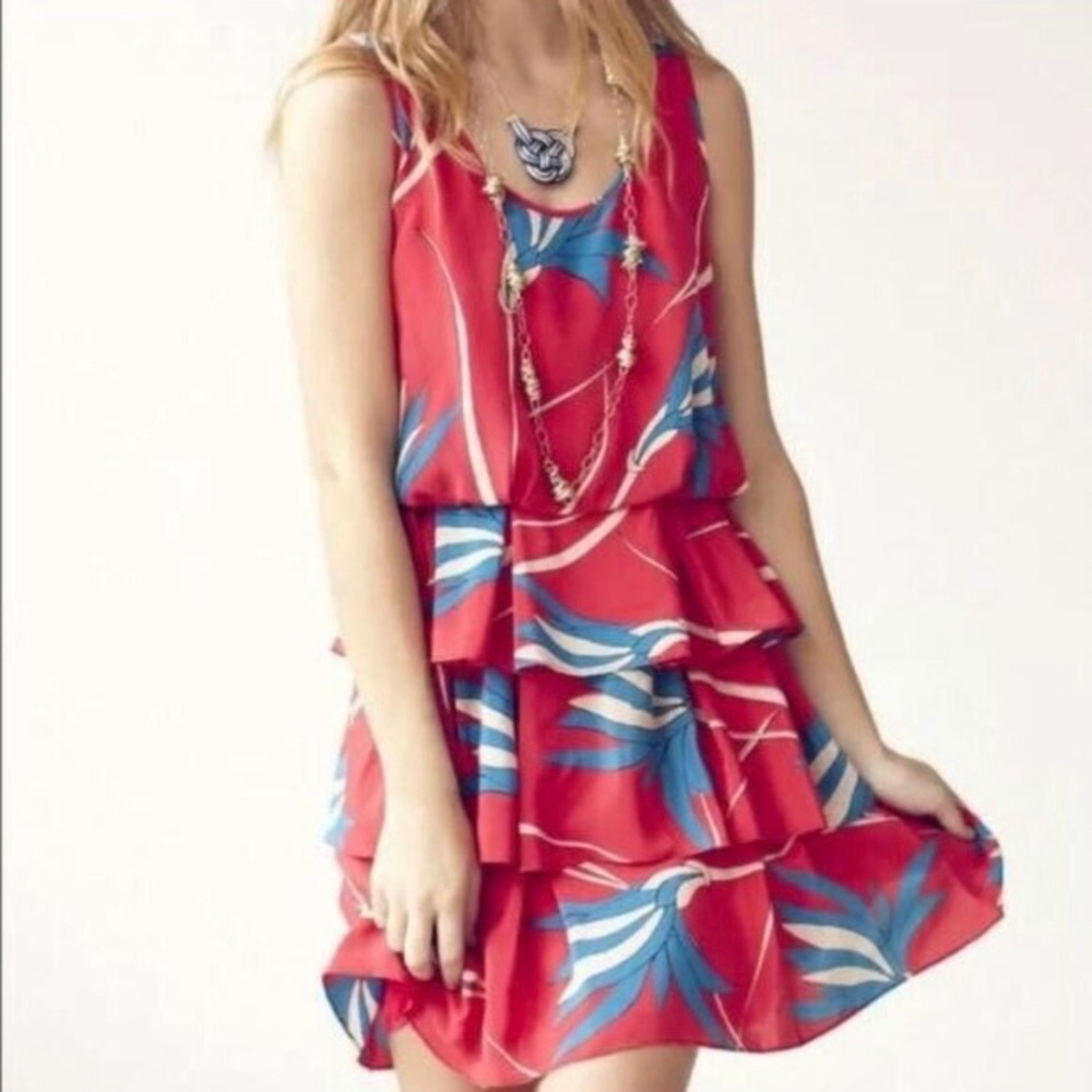 Anthropologie Sariah Ribbon Grass Tiered Dress